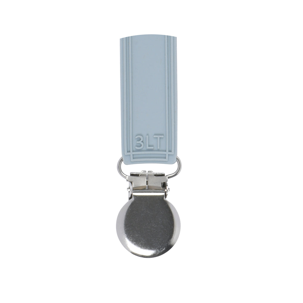Three Little Tots Classic Gray All Silicone One Piece Pacifier Clip