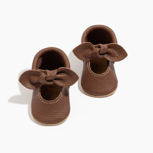 Freshly Picked Chestnut Knotted Bow Baby Shoe
