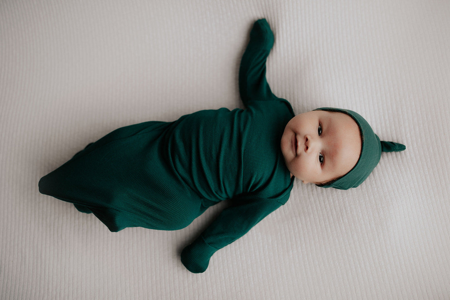 Three Little Tots Forest Green Knotted Newborn Baby Gown