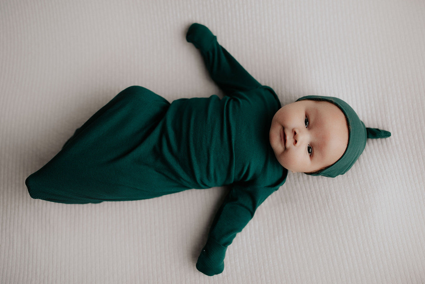 Three Little Tots Forest Green Knotted Newborn Baby Gown