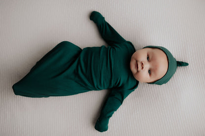 Three Little Tots Forest Green Knotted Newborn Baby Gown