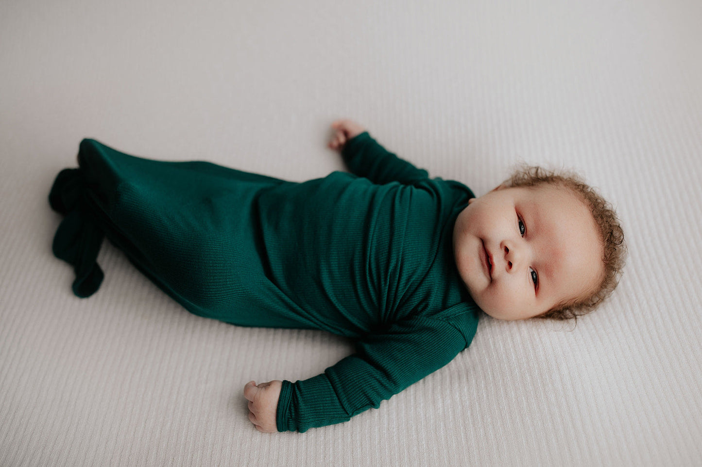 Three Little Tots Forest Green Knotted Newborn Baby Gown