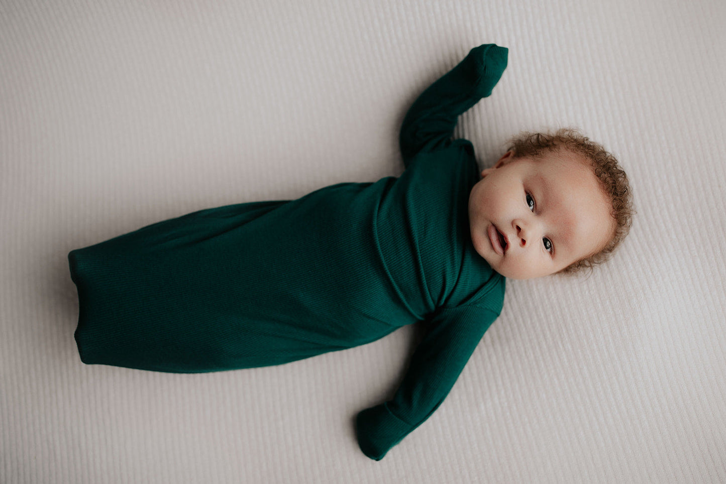 Three Little Tots Forest Green Knotted Newborn Baby Gown