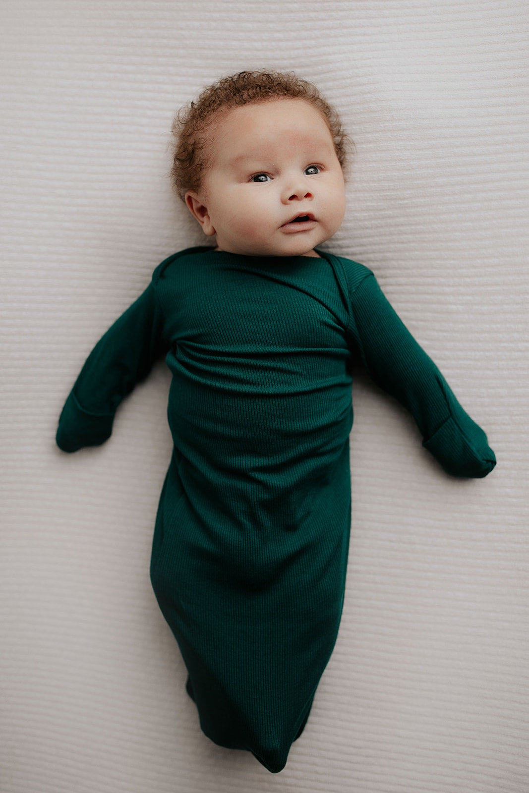 Three Little Tots Forest Green Knotted Newborn Baby Gown