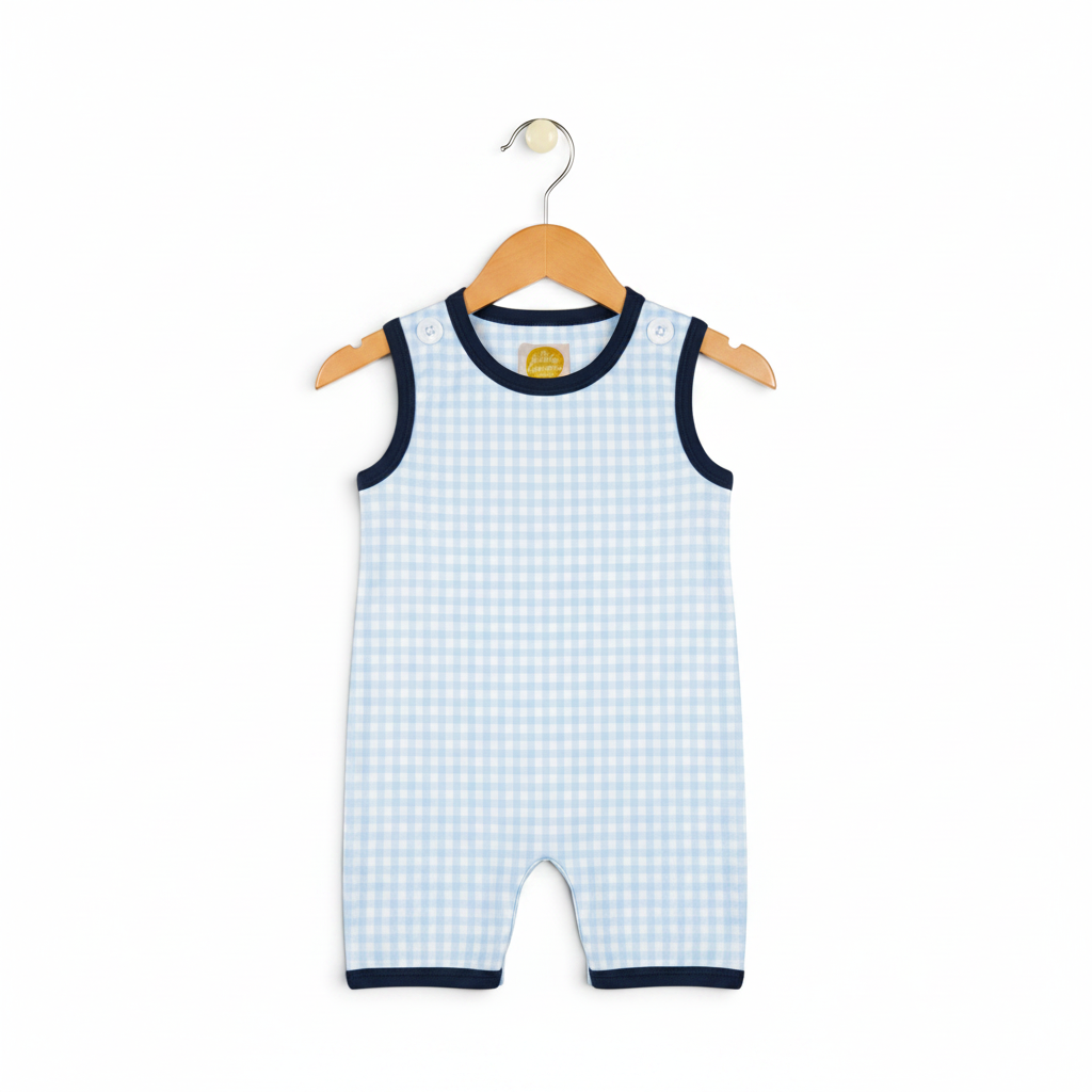 The Little Lemons Company Classic Navy Gingham Boys Jon Jon
