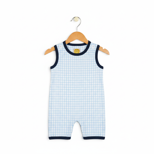 The Little Lemons Company Classic Navy Gingham Boys Jon Jon