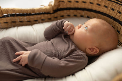 Three Little Tots Cocoa Brown Ribbed Knotted Newborn Baby Gown
