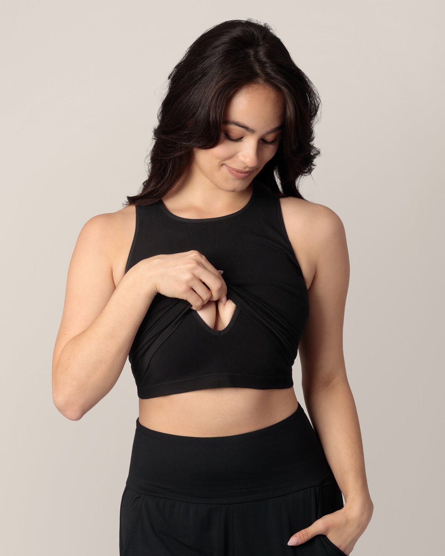 Kindred Bravely Sublime Bamboo Maternity & Nursing Longline Bra Top Black