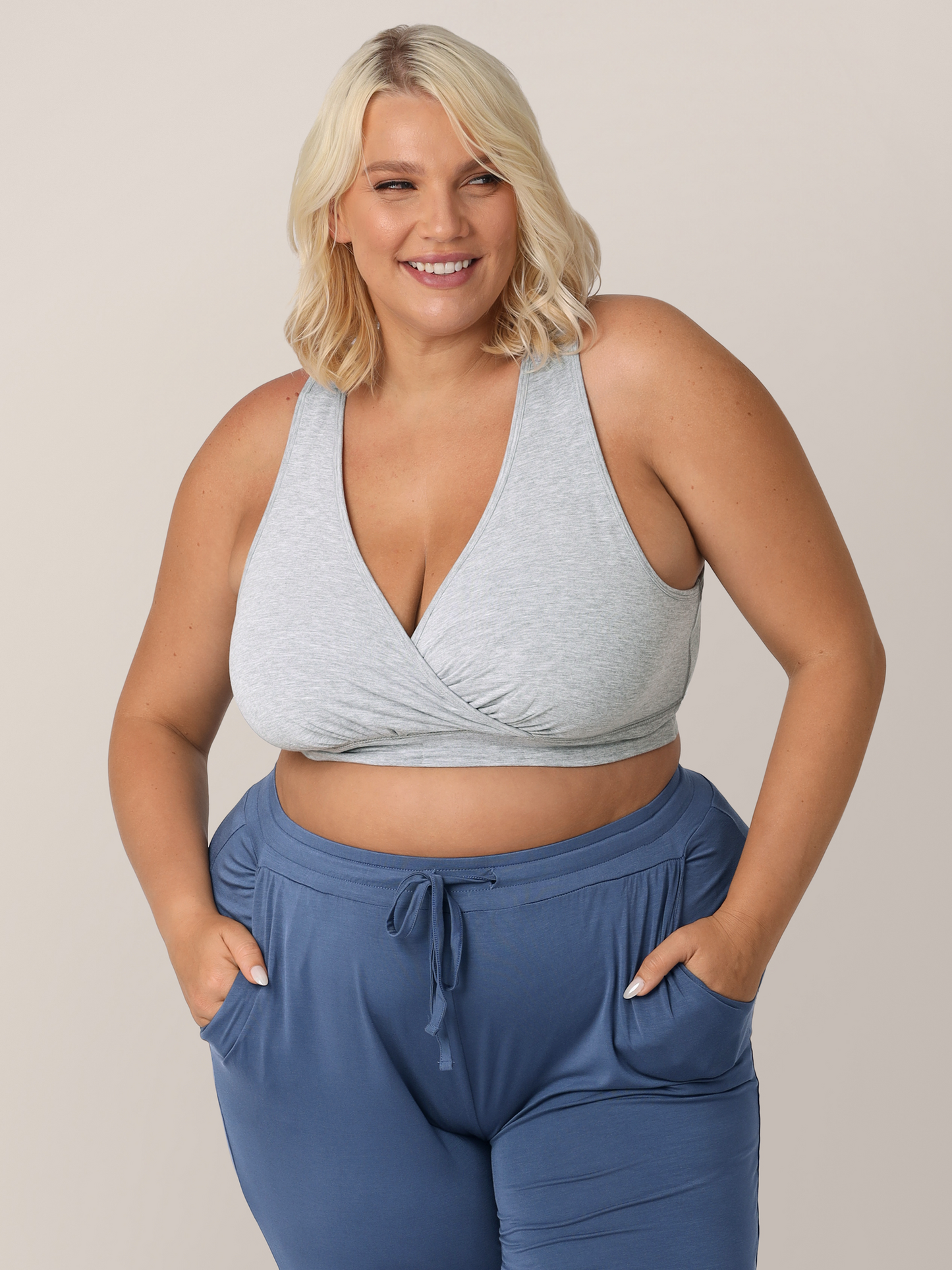 Kindred Bravely French Terry Racerback Nursing & Sleep Bra Grey Heather