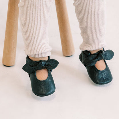Freshly Picked Ebony Knotted Bow Baby Shoe