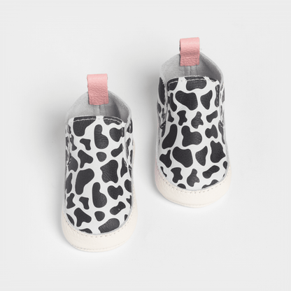 Freshly Picked Cow Print Slip On Baby Shoe