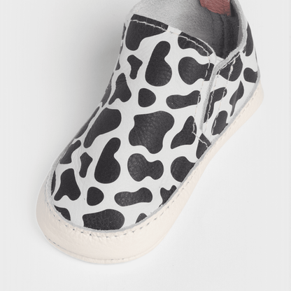 Freshly Picked Cow Print Slip On Baby Shoe