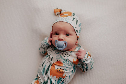 Three Little Tots Dinosaur Themed Newborn Knotted Gown