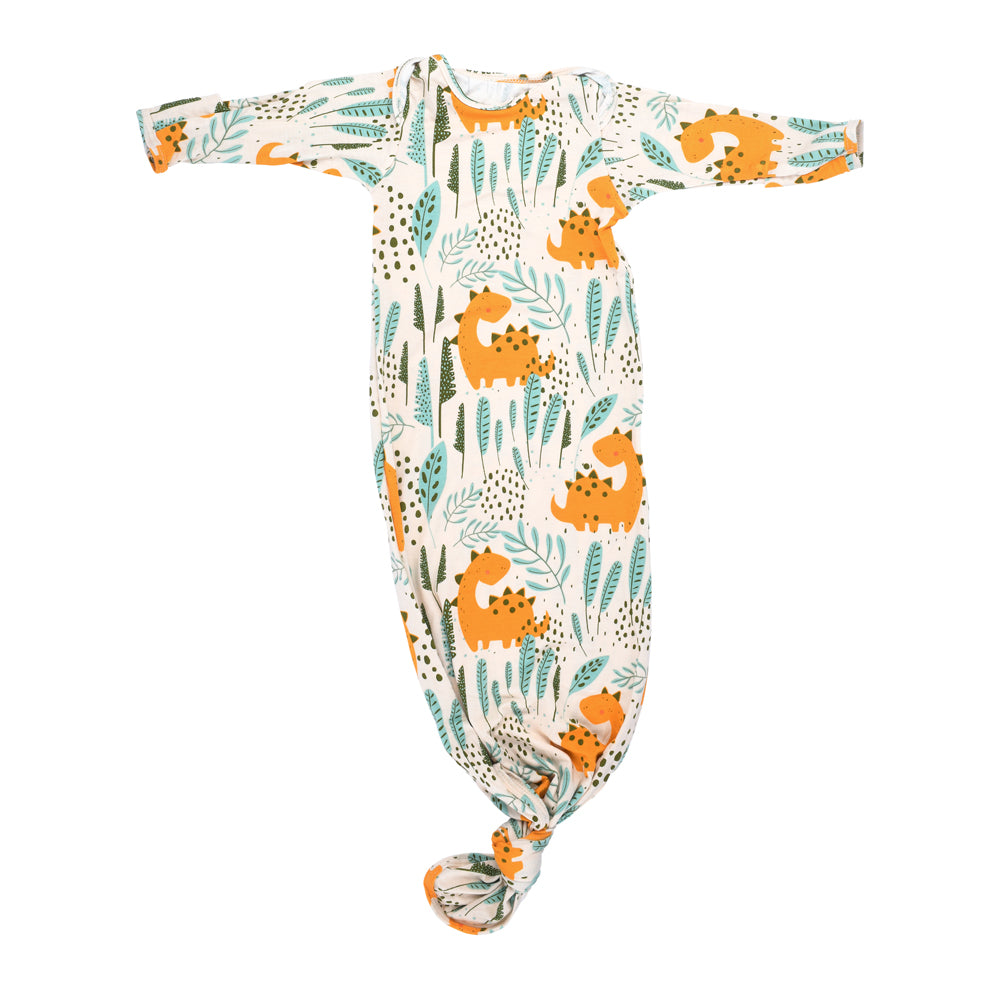 Three Little Tots Dinosaur Themed Newborn Knotted Gown
