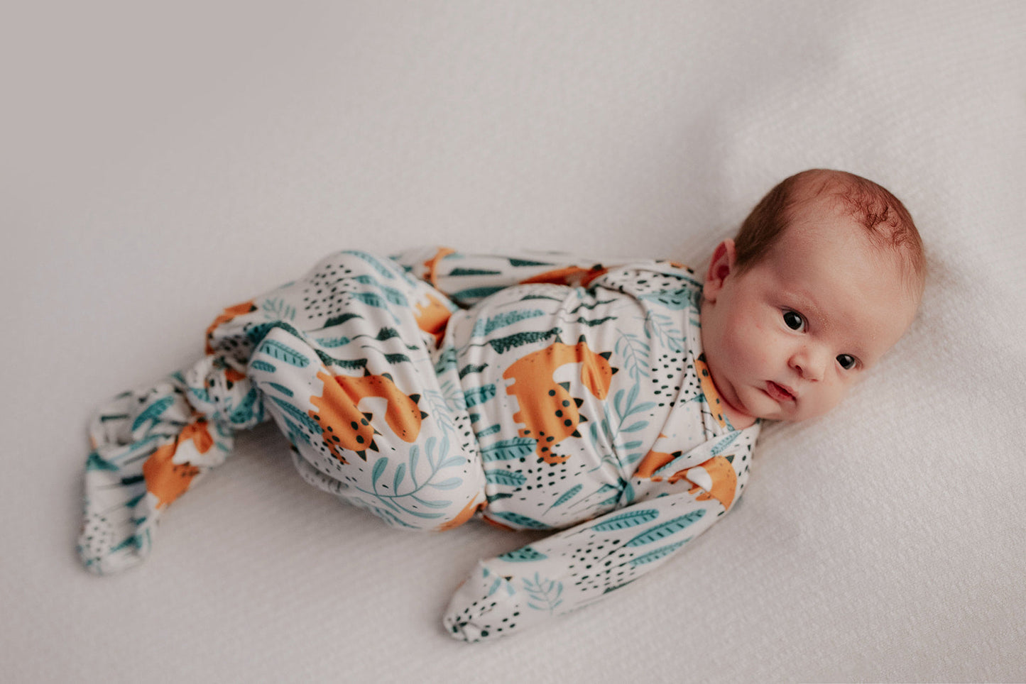 Three Little Tots Dinosaur Themed Newborn Knotted Gown
