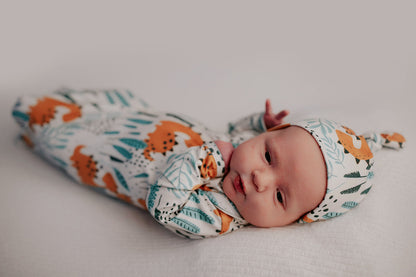 Three Little Tots Dinosaur Themed Newborn Knotted Gown