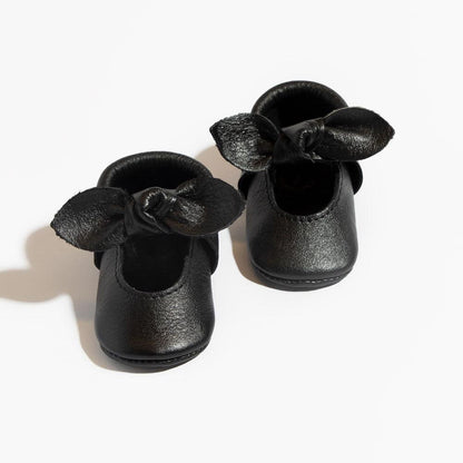 Freshly Picked Ebony Knotted Bow Baby Shoe