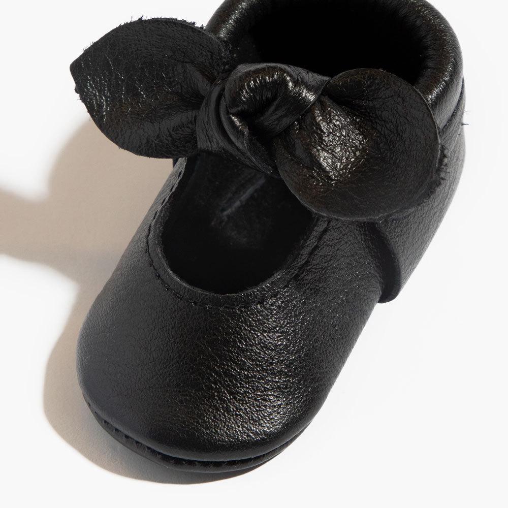 Freshly Picked Ebony Knotted Bow Baby Shoe