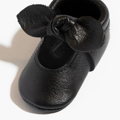 Freshly Picked Ebony Knotted Bow Baby Shoe
