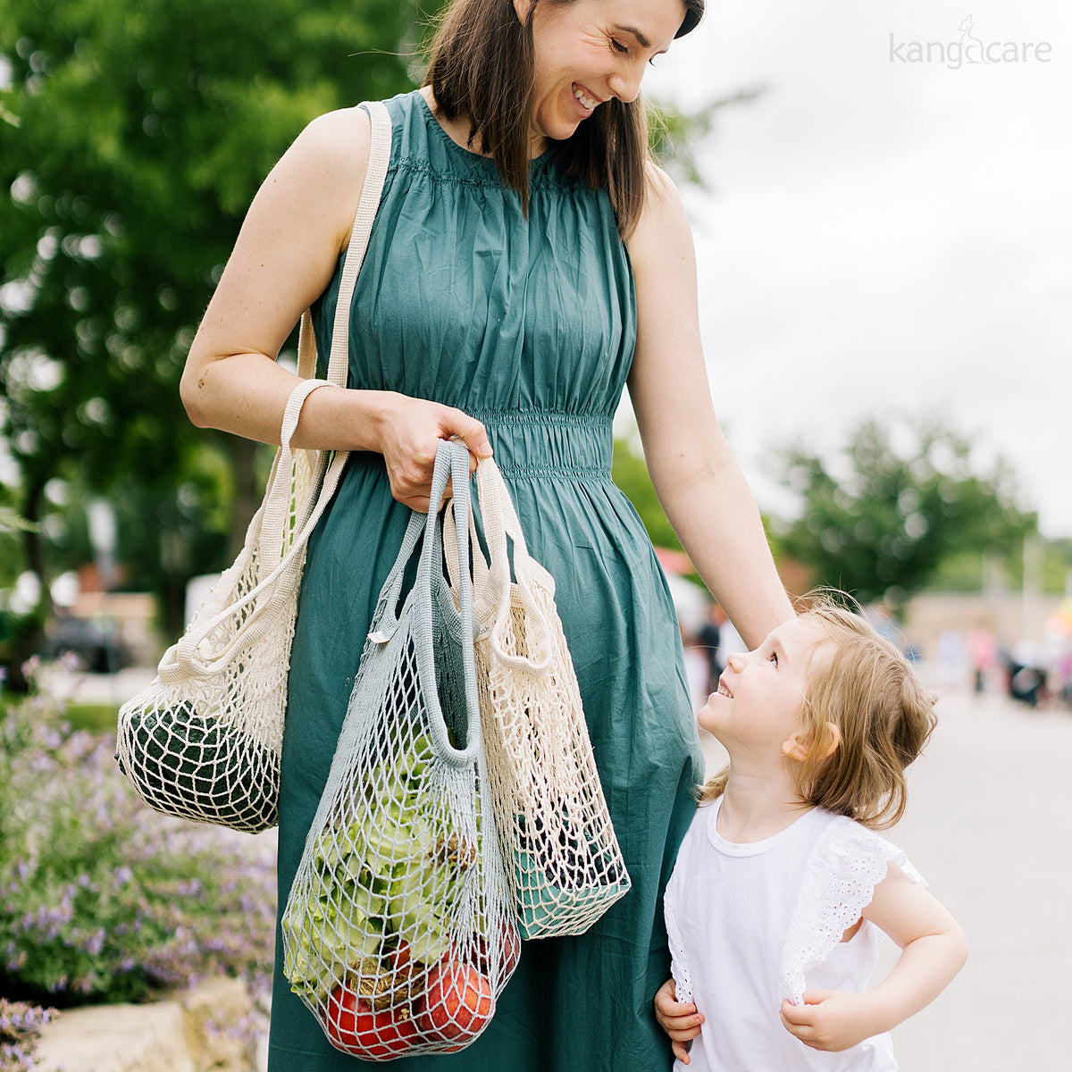 Ecoposh Short Handle Cotton Net Grocery Bag - Natural