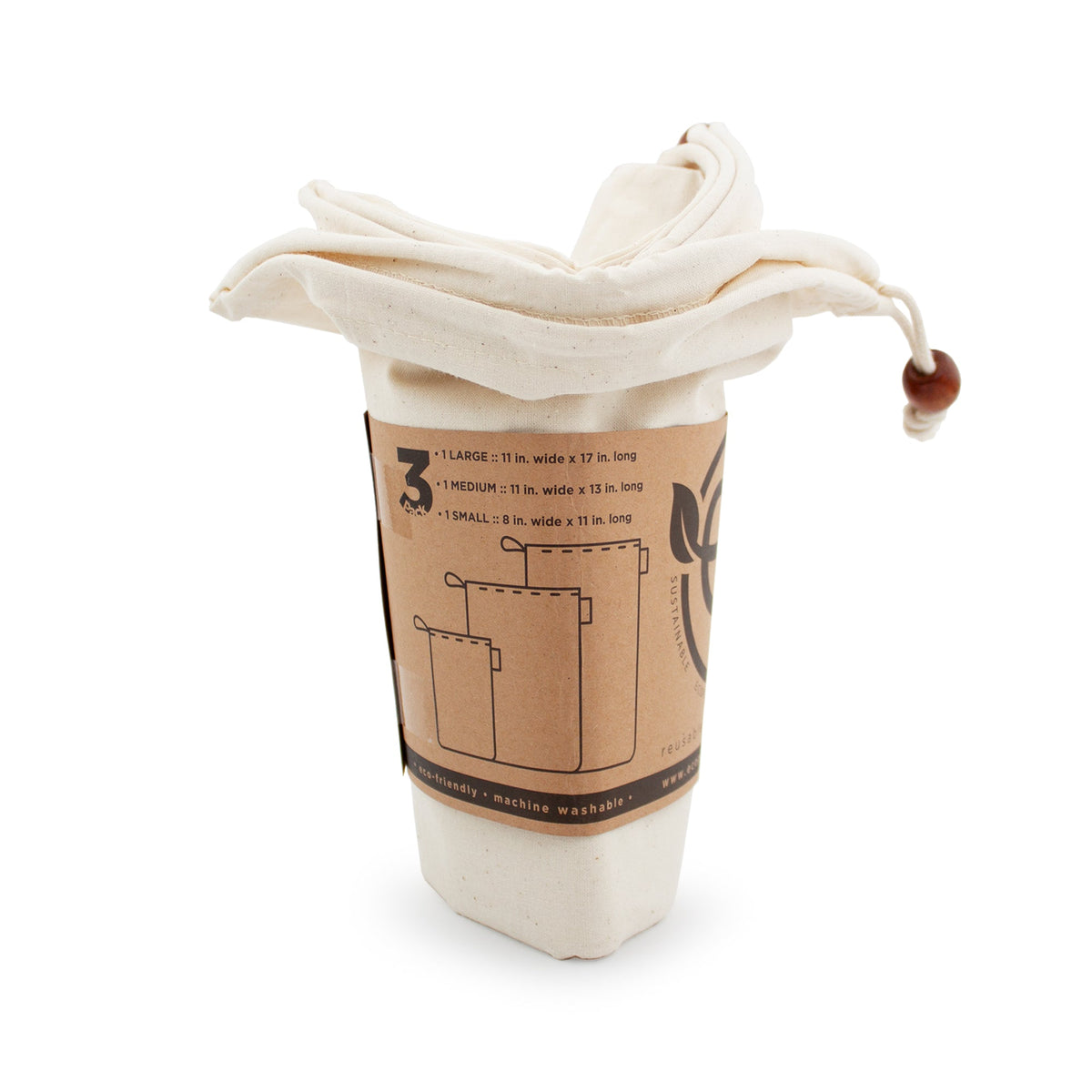 Ecoposh Cotton Muslin Grain Bags | Natural (3-Pack)