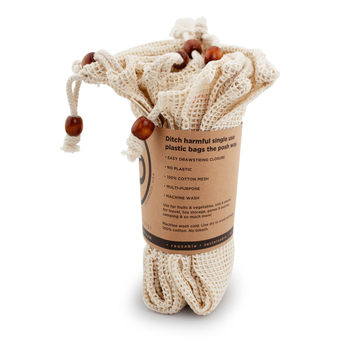Ecoposh Cotton Mesh Produce Bags | Natural (6-Pack)