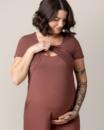 Kindred Bravely Eleanora Bamboo Maternity & Nursing Dress Redwood