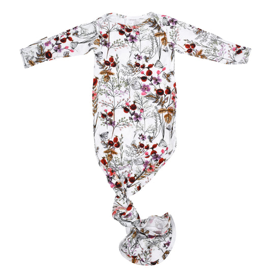 Three Little Tots Floral Newborn Knotted Baby Gown