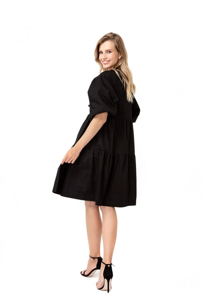 Accouchée Waterfall Tie Waist A-Line Maternity/Nursing Wrap Dress