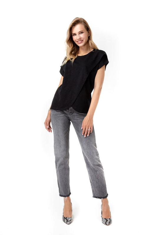 Accouchée Handy Crossover Short Sleeve Cotton Maternity/Nursing Top