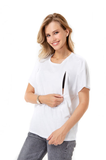 Accouchée Zip Up Maternity/Nursing T-Shirt