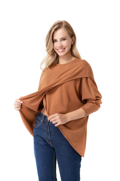 Accouchée Let Loose Crossover Long Sleeve Maternity/Nursing Knit Top