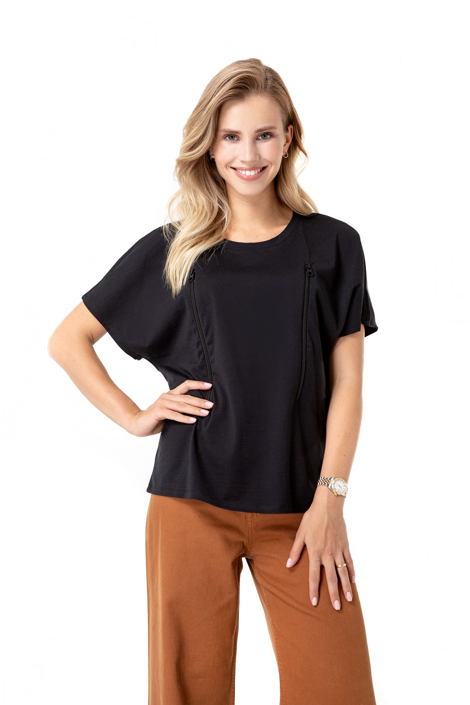 Accouchée Zip Up Maternity/Nursing T-Shirt