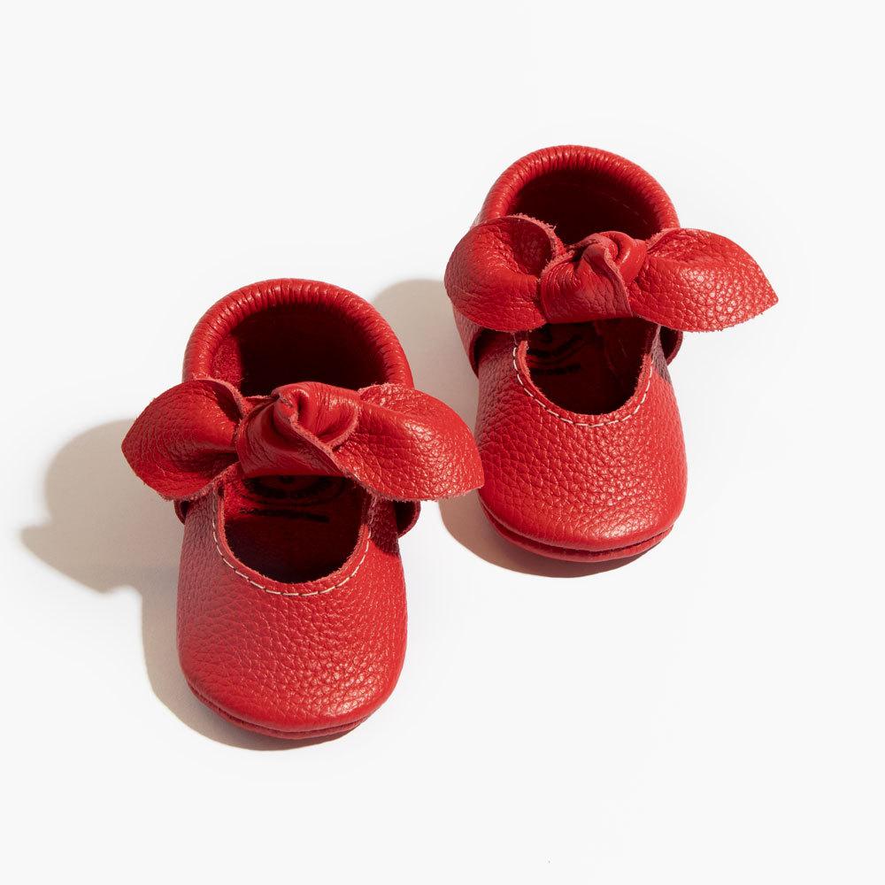 Freshly Picked Fire Engine Knotted Bow Baby Shoe