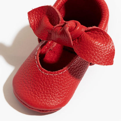 Freshly Picked Fire Engine Knotted Bow Baby Shoe