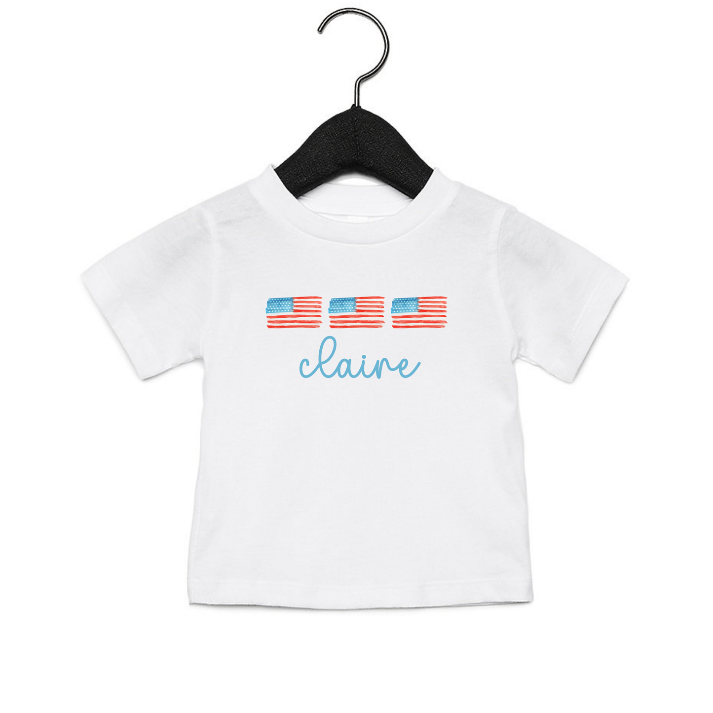 The Little Lemons Company Personalized 4th of July Flag T-Shirt