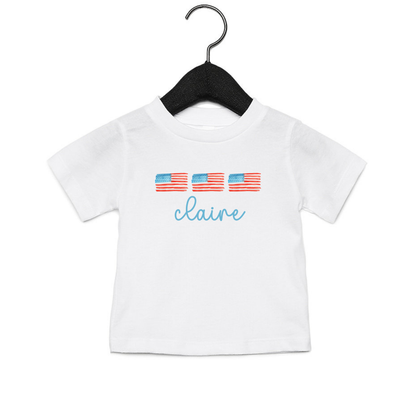 The Little Lemons Company Personalized 4th of July Flag T-Shirt