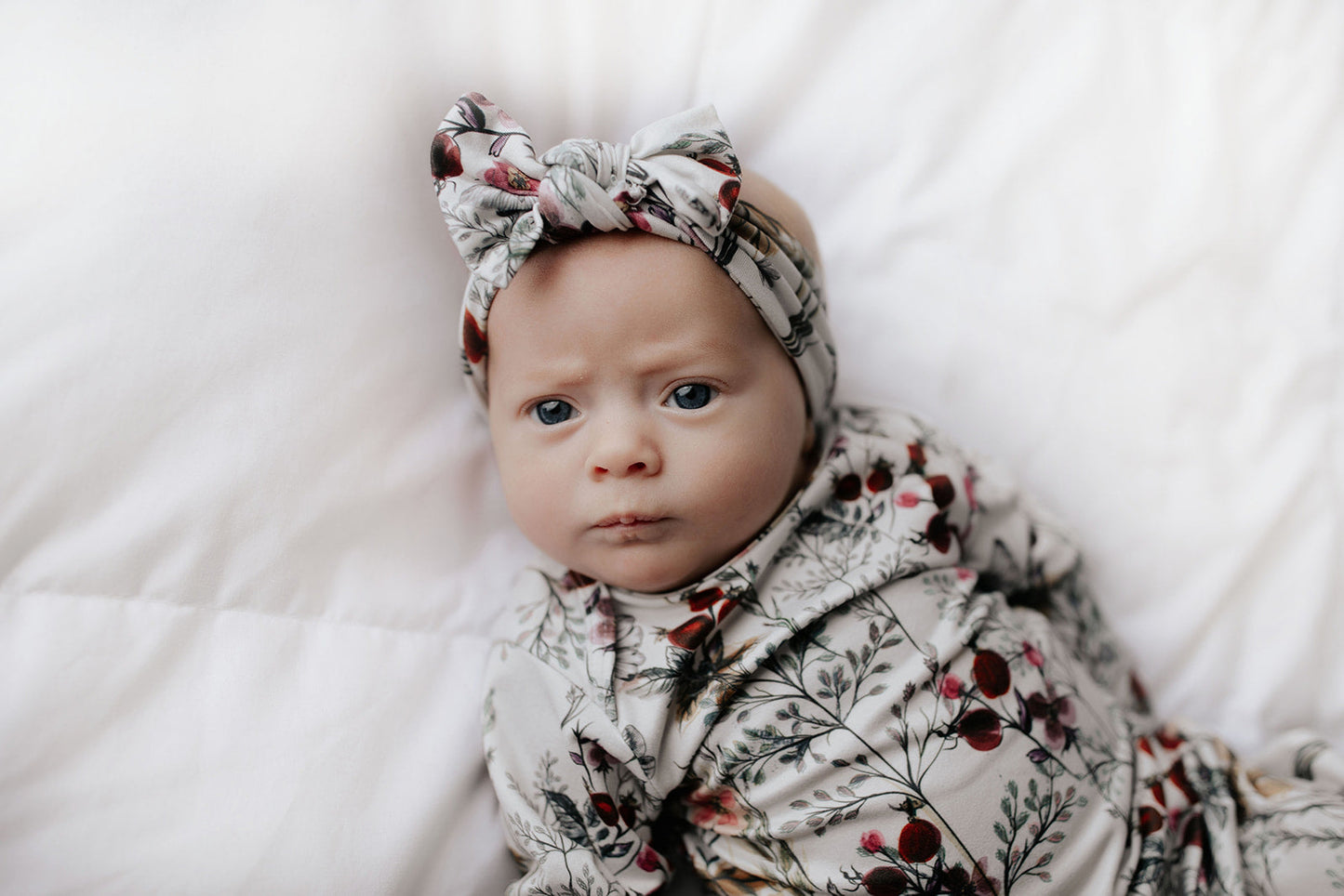 Three Little Tots Floral Newborn Knotted Baby Gown