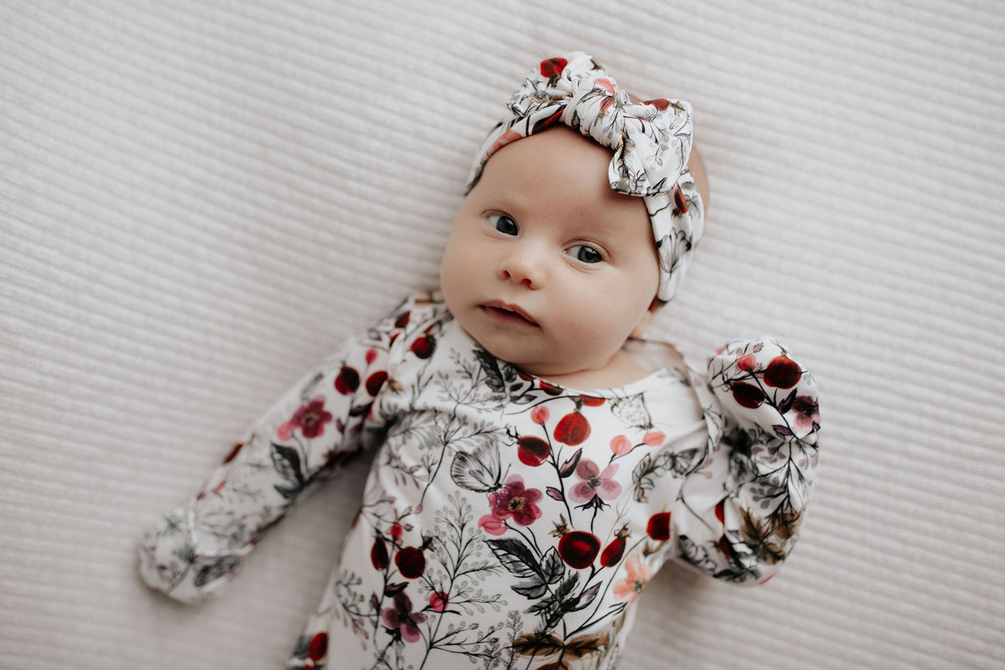 Three Little Tots Floral Newborn Knotted Baby Gown