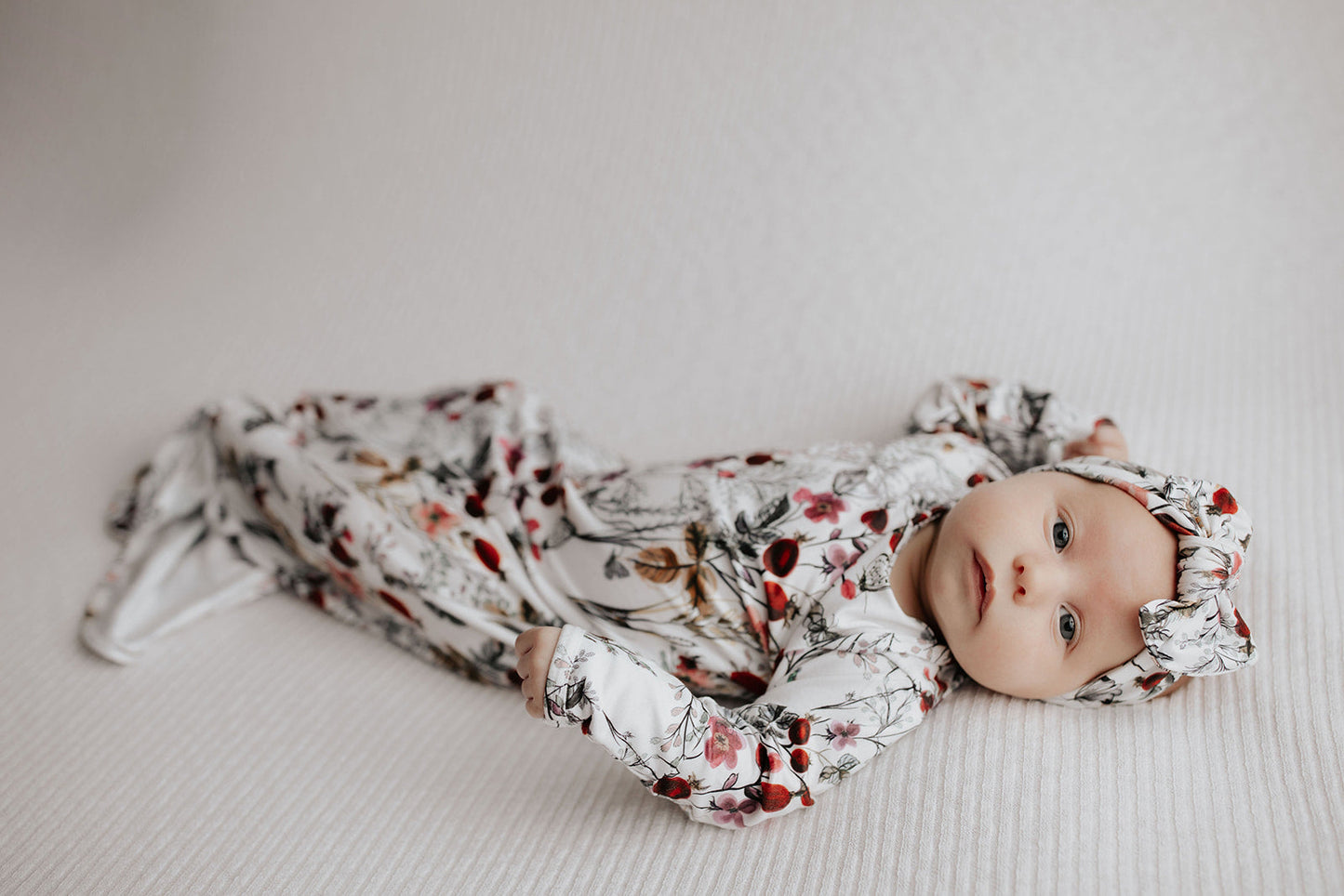 Three Little Tots Floral Newborn Knotted Baby Gown