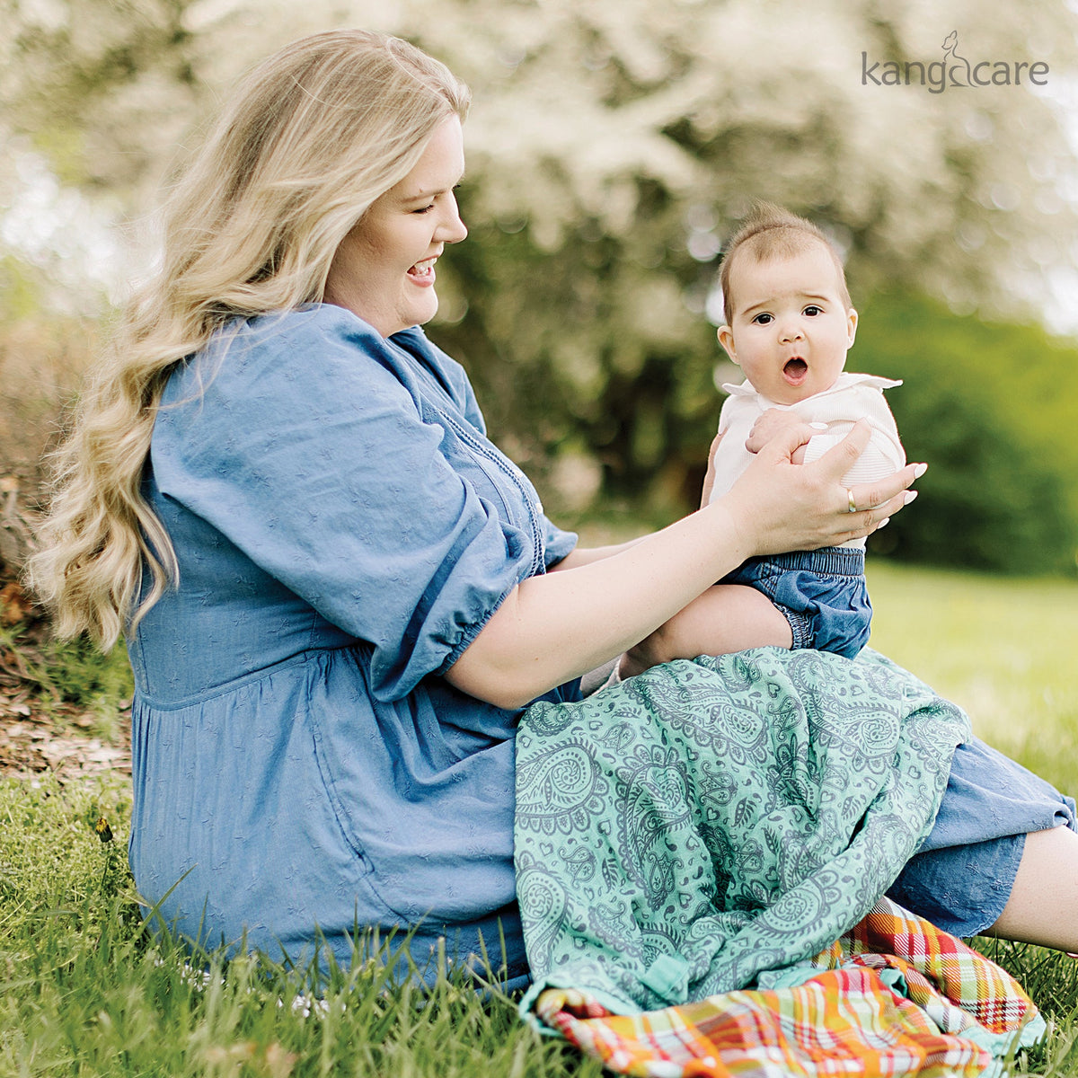 Kanga Care Bamboo Muslin Blanket - Baby: Quinn (Reversible)