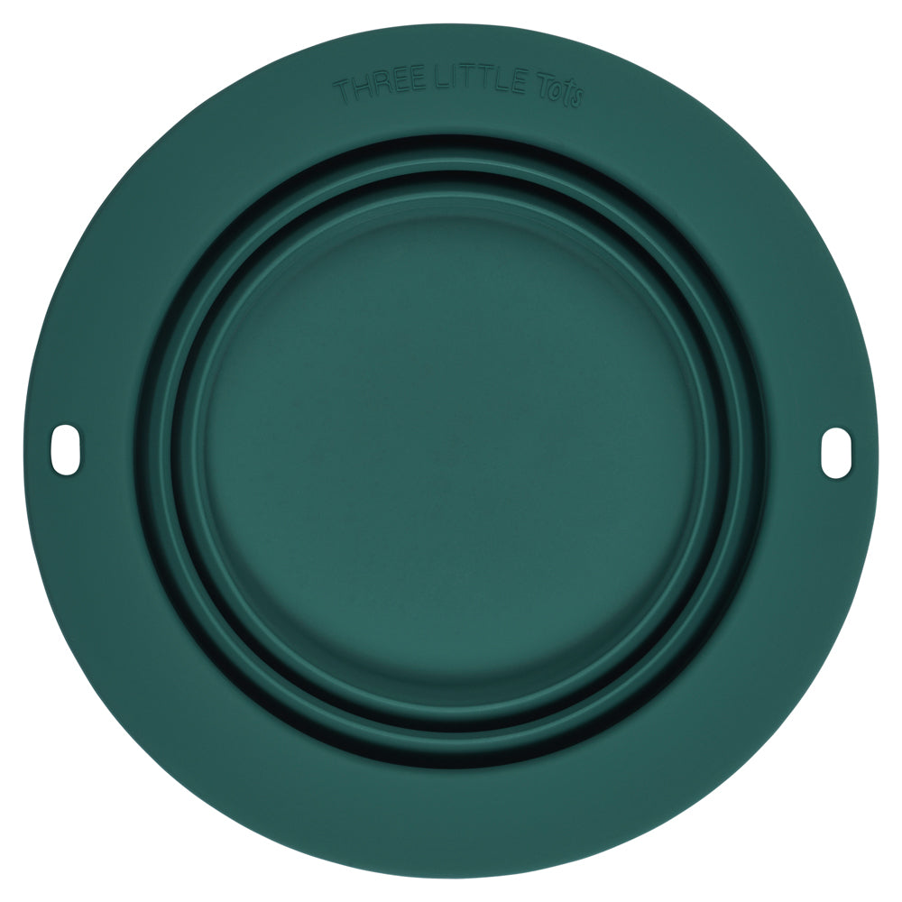 Three Little Tots Forest Green Collapsible Bowl for Travel or Home