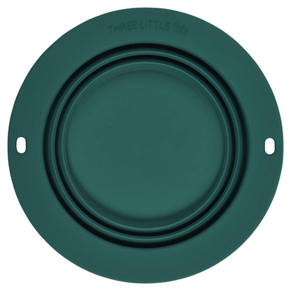 Three Little Tots Forest Green Collapsible Bowl for Travel or Home