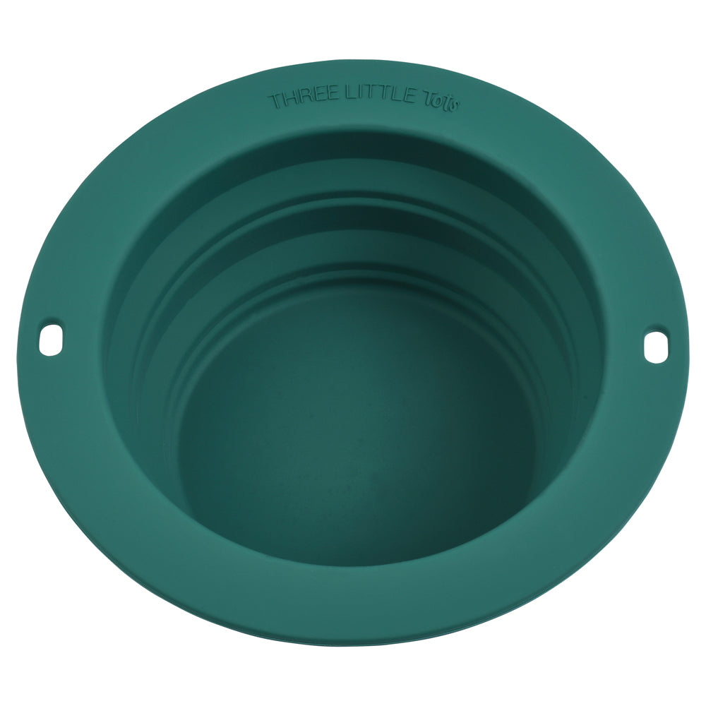 Three Little Tots Forest Green Collapsible Bowl for Travel or Home