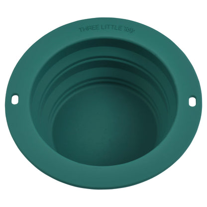 Three Little Tots Forest Green Collapsible Bowl for Travel or Home
