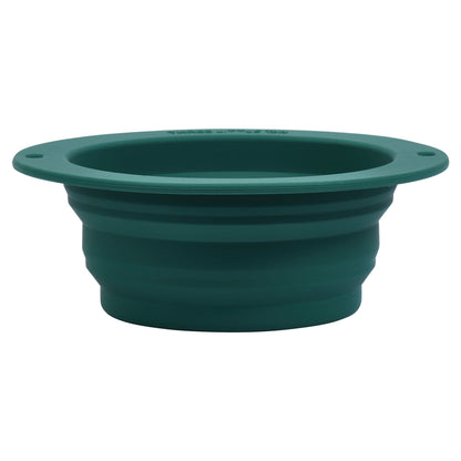Three Little Tots Forest Green Collapsible Bowl for Travel or Home