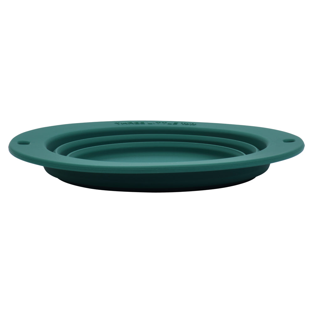 Three Little Tots Forest Green Collapsible Bowl for Travel or Home