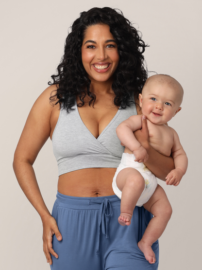 Kindred Bravely French Terry Racerback Nursing & Sleep Bra Grey Heather