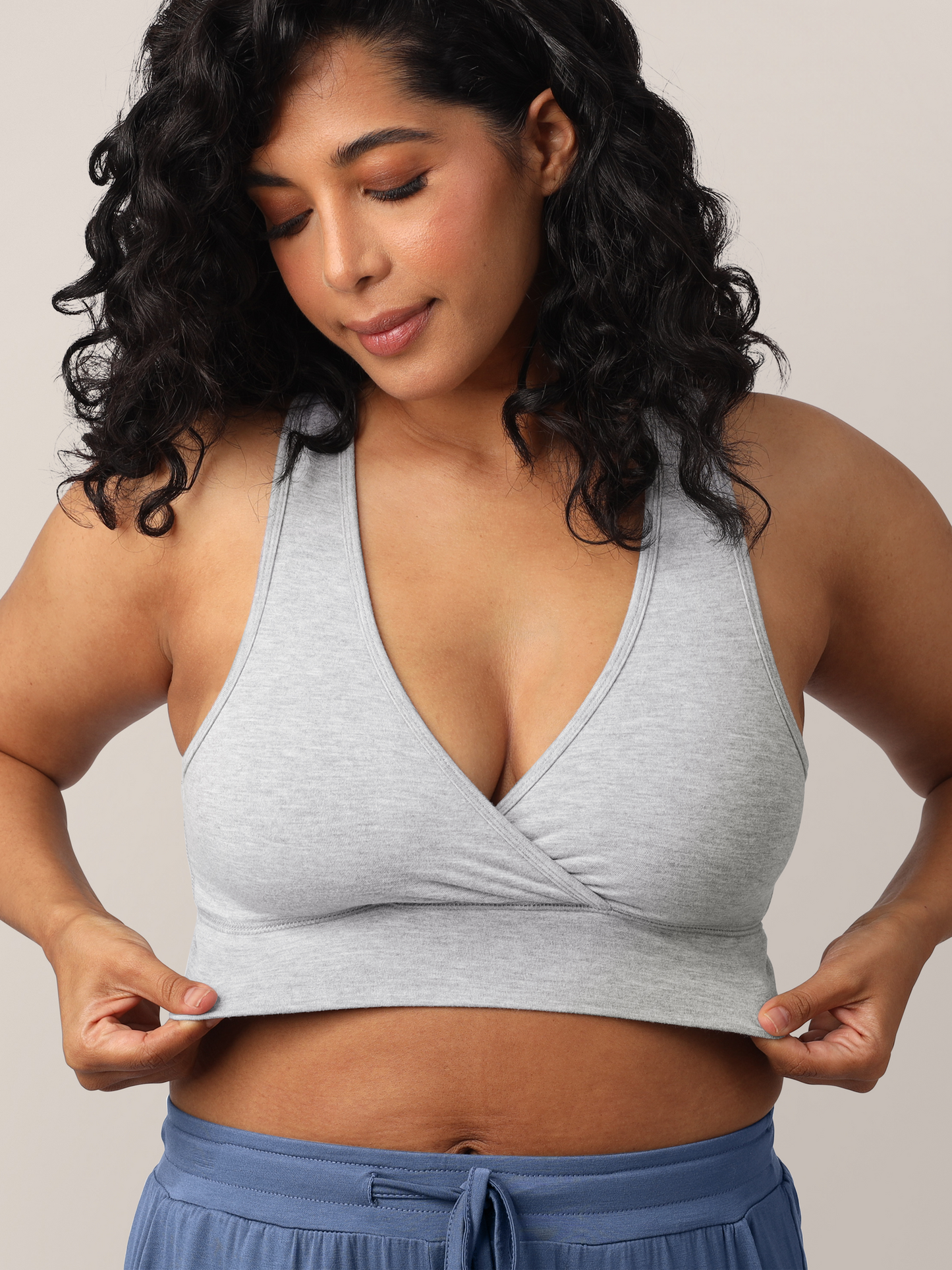 Kindred Bravely French Terry Racerback Nursing & Sleep Bra Grey Heather