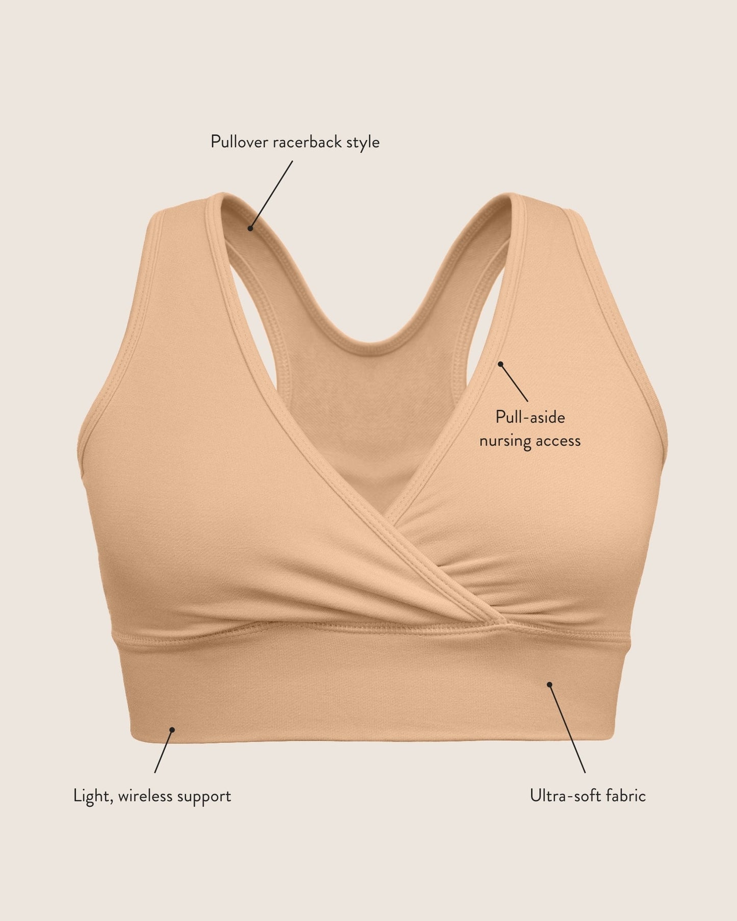 Kindred Bravely French Terry Racerback Nursing & Sleep Bra Beige